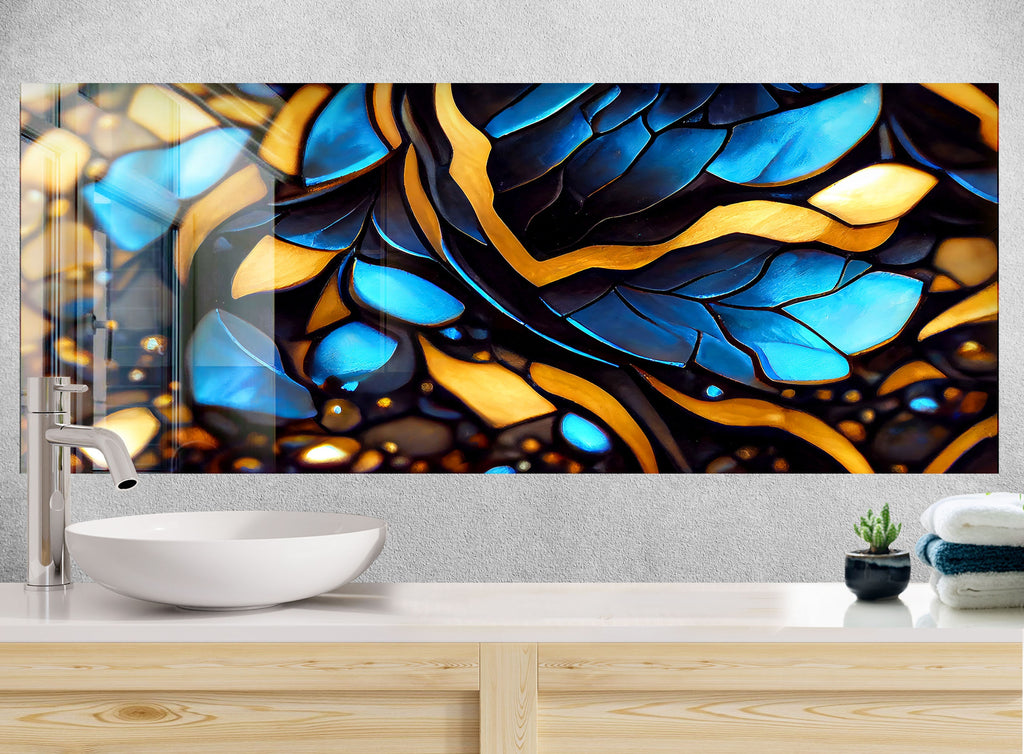 Midnight Sapphire Stained - Glass Kitchen Backsplash-BacksplashArtworks