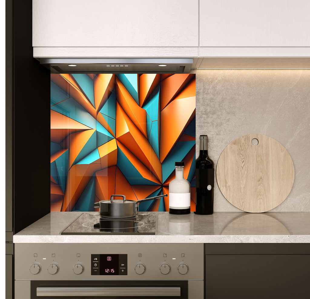 a stove top oven sitting next to a wooden cutting board