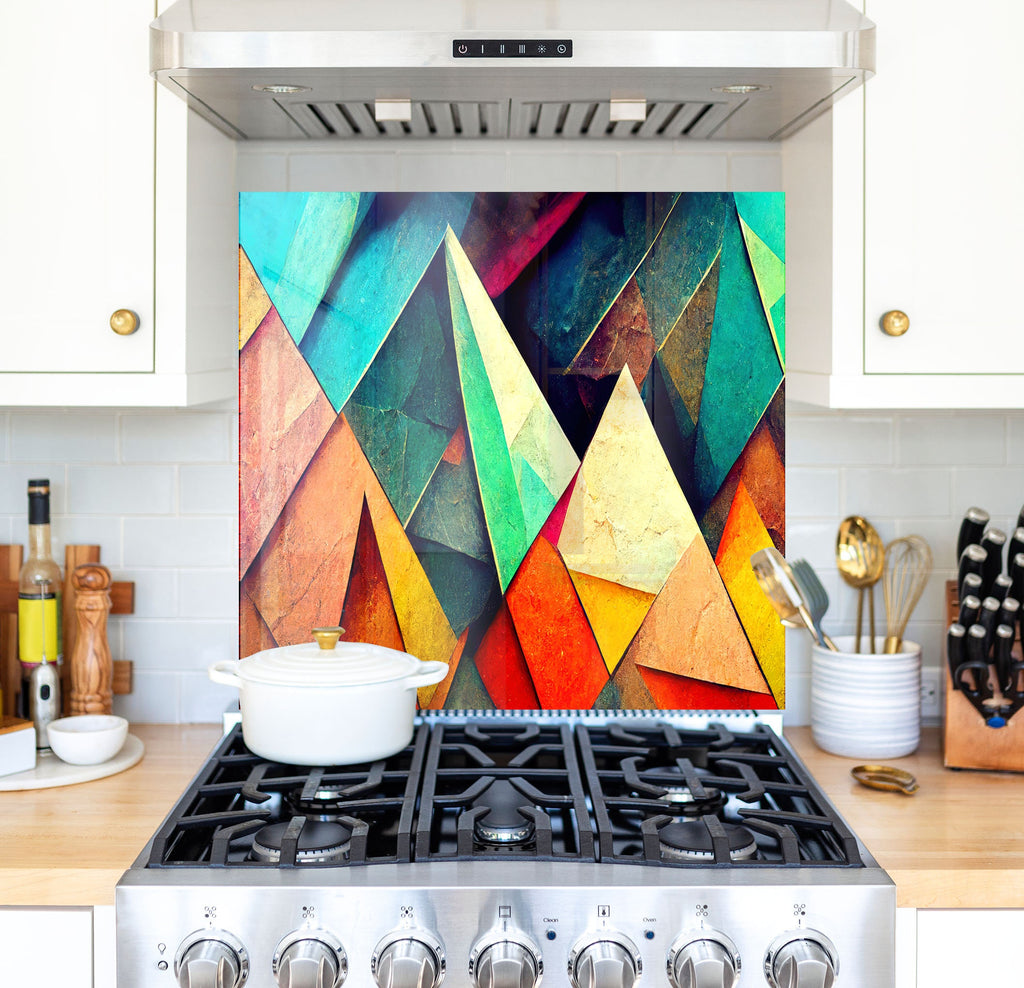 a painting on a stove top in a kitchen