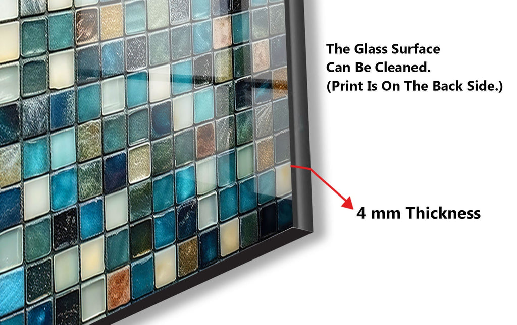 a picture of a glass tile wall mounted on a wall