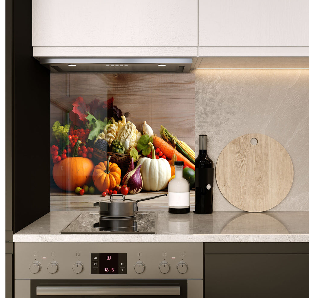 a kitchen counter with a cutting board on it