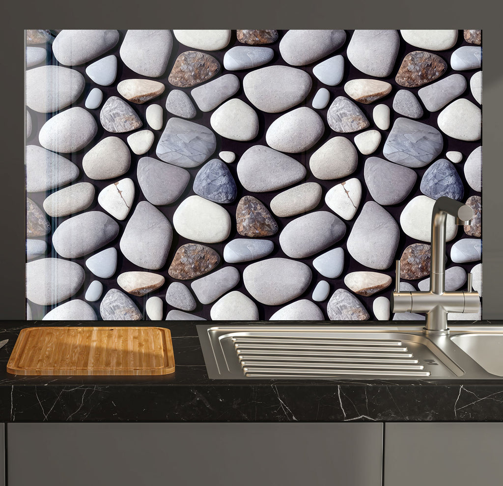 a kitchen counter with a sink and a cutting board