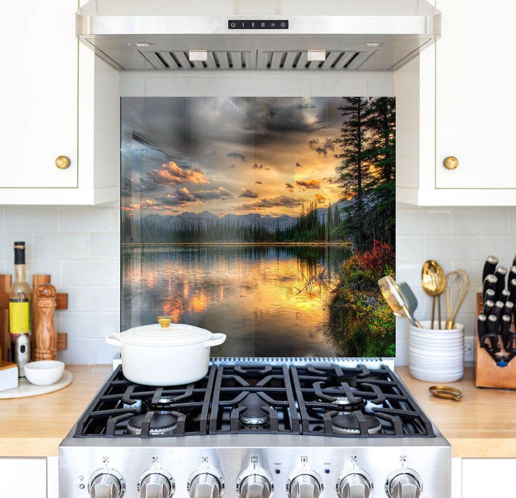 a stove top oven sitting inside of a kitchen