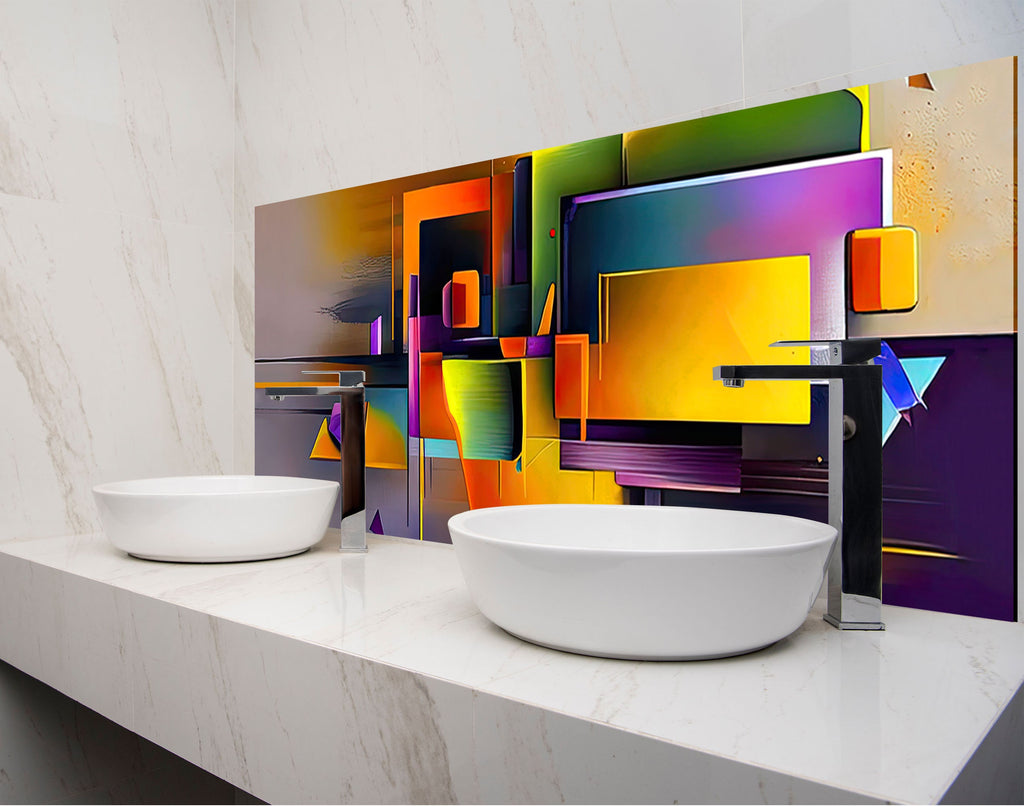 two white bowls on a counter in a bathroom