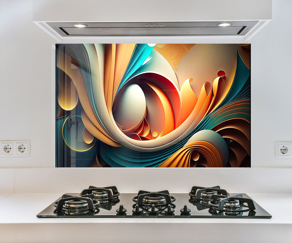 a picture of a stove top with a painting on it