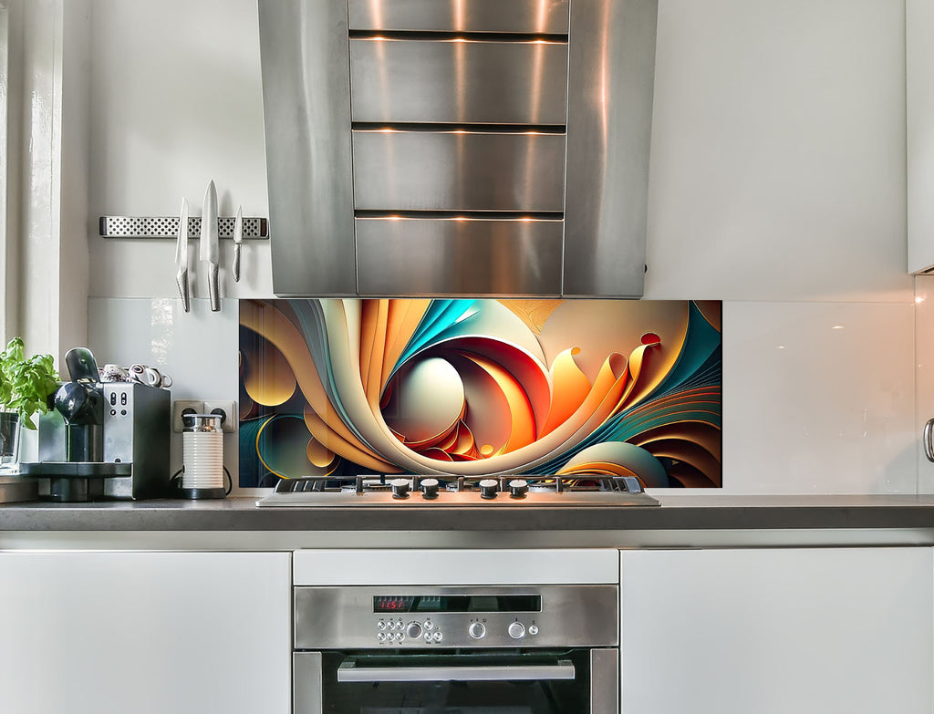 a kitchen with a stainless steel stove top oven