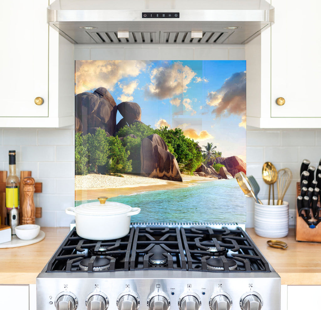 a stove top oven sitting inside of a kitchen