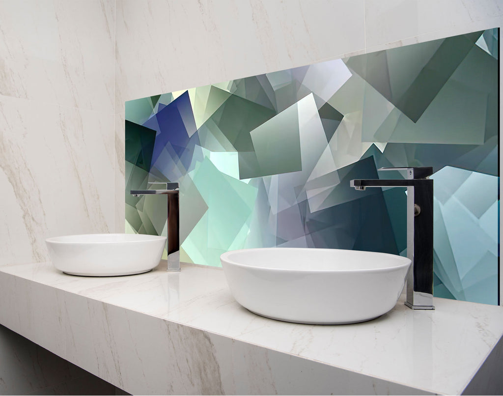 two white bowls on a counter in a bathroom