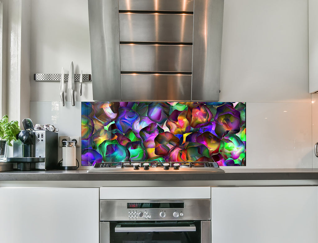 a kitchen with a stainless steel stove top oven