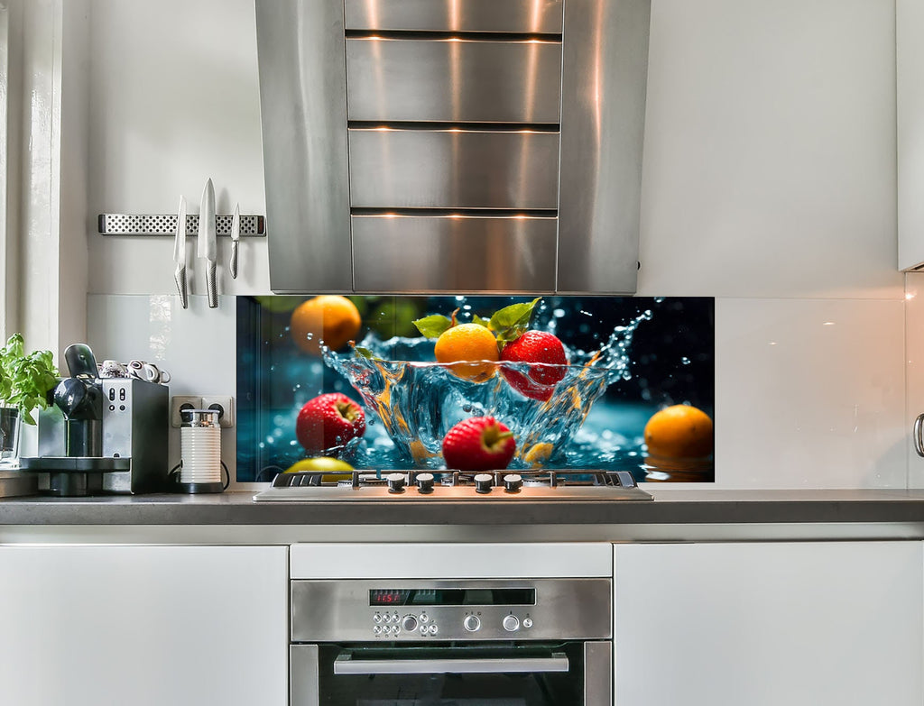 a kitchen scene with focus on the oven