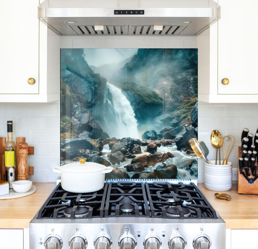 a stove top oven sitting inside of a kitchen