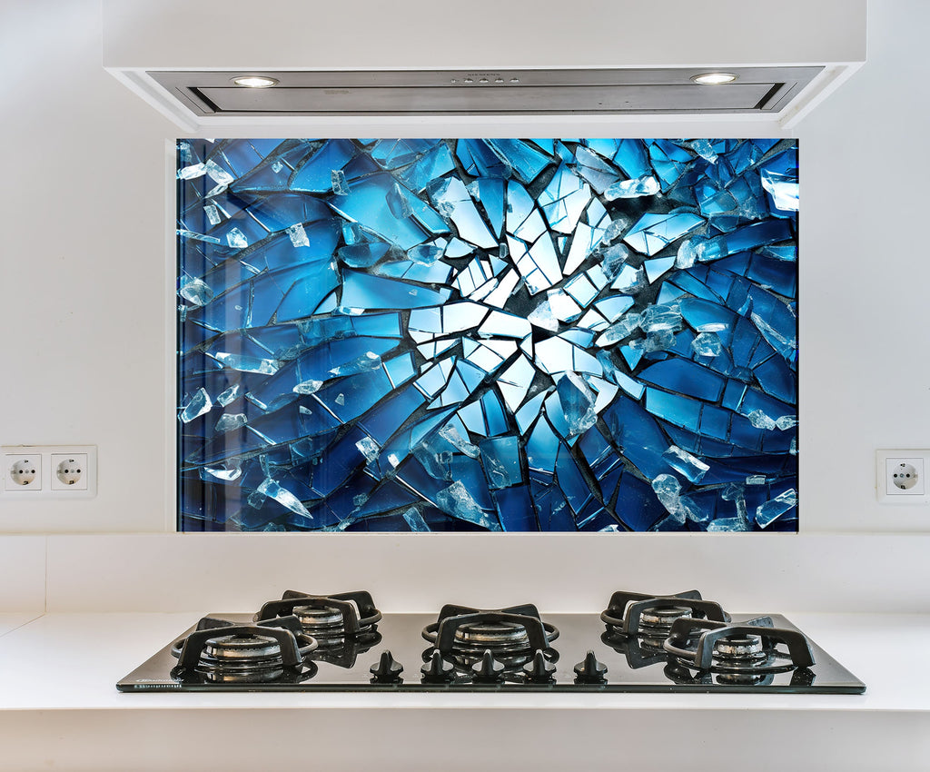 a picture of a blue glass design on a stove top