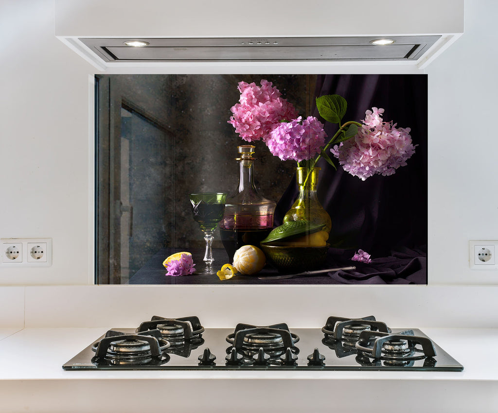 a picture of a vase of flowers on a stove