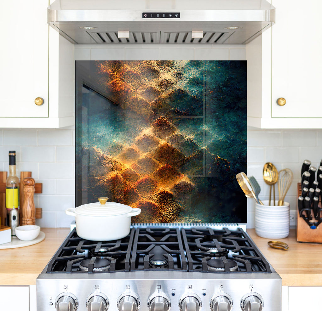 a stove top oven sitting inside of a kitchen