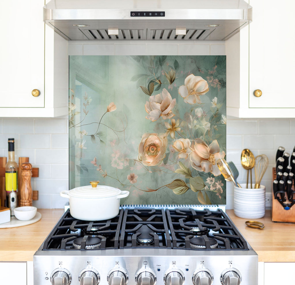 a stove top oven sitting inside of a kitchen