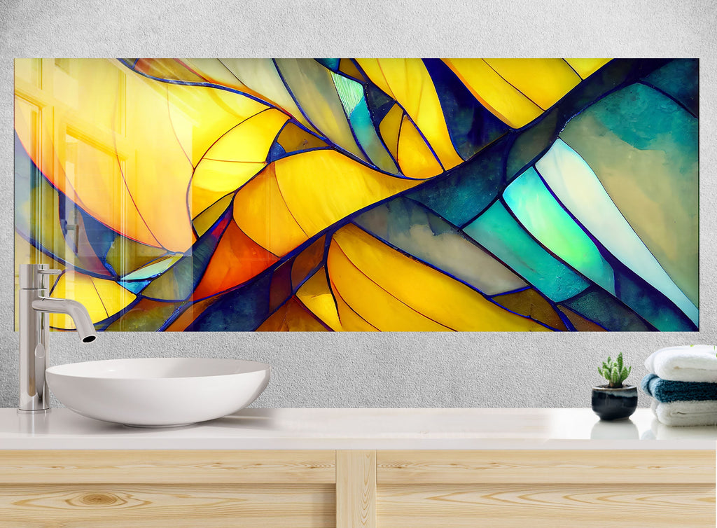 Golden Stained - Glass Kitchen Backsplash-BacksplashArtworks