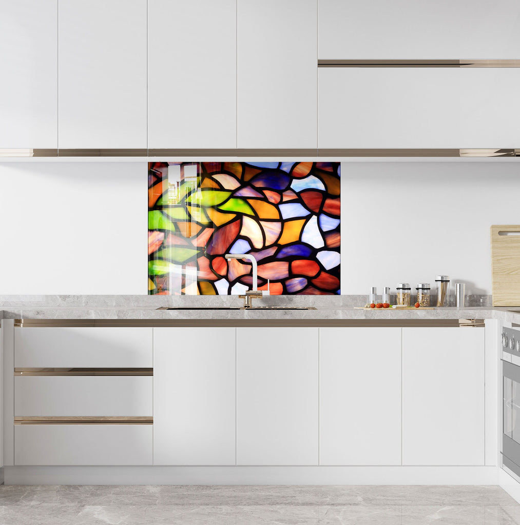 Vibrant Mosaic Stained - Glass Kitchen Backsplash-BacksplashArtworks