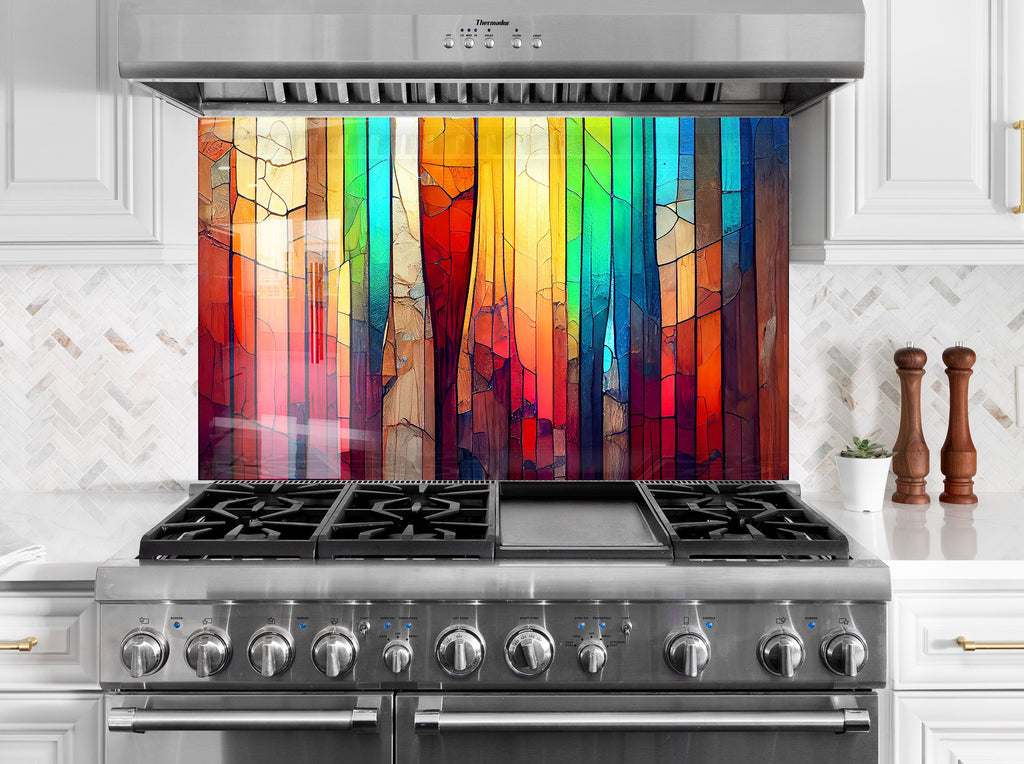 Rainbow Stained - Glass Kitchen Backsplash-BacksplashArtworks