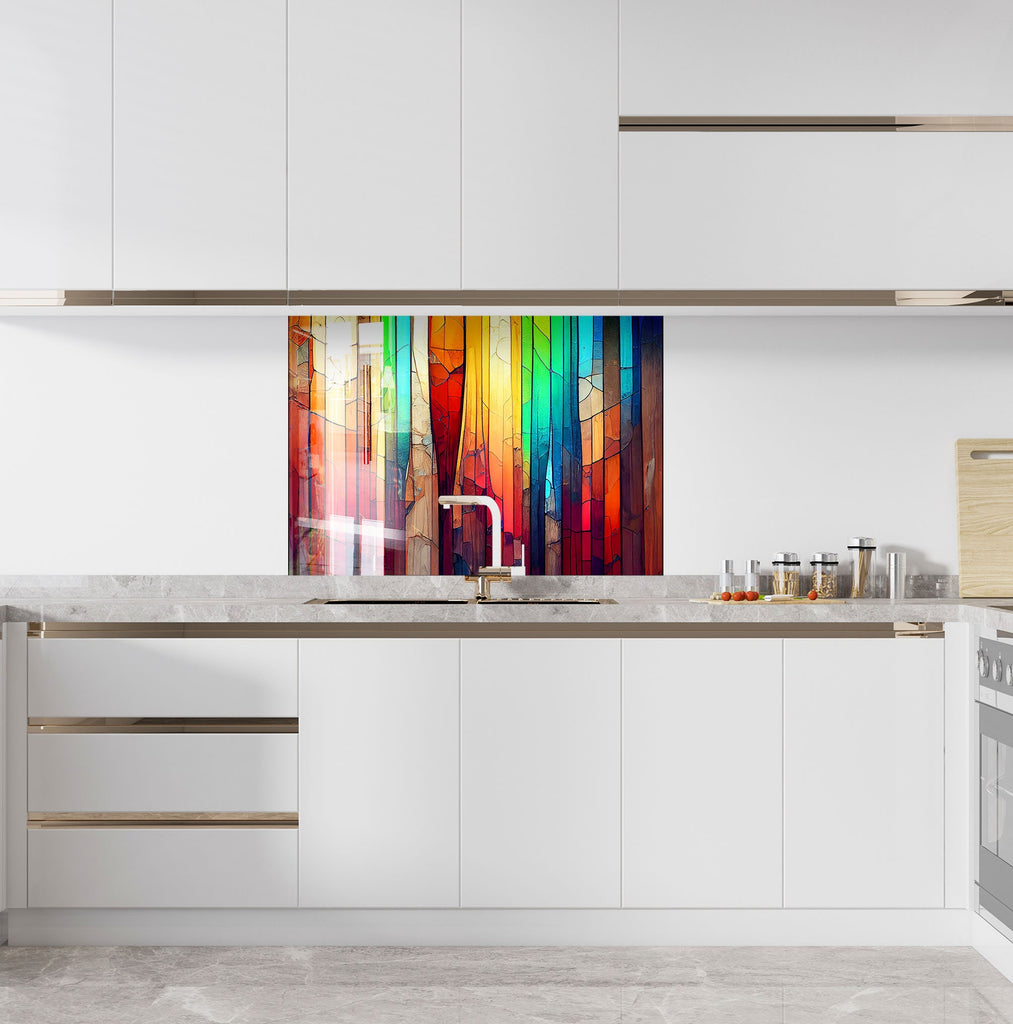 Rainbow Stained - Glass Kitchen Backsplash-BacksplashArtworks