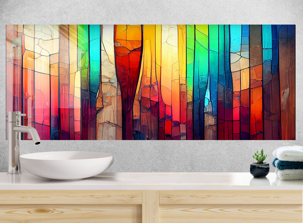 Rainbow Stained - Glass Kitchen Backsplash-BacksplashArtworks