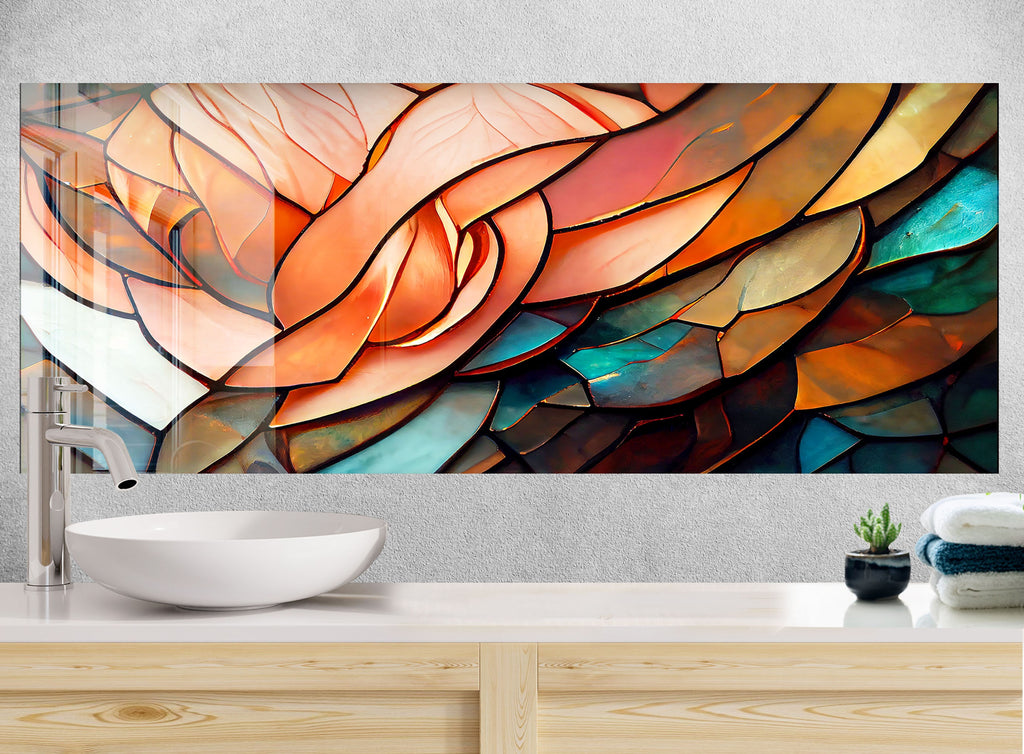 Blush Petal Stained - Glass Kitchen Backsplash-BacksplashArtworks