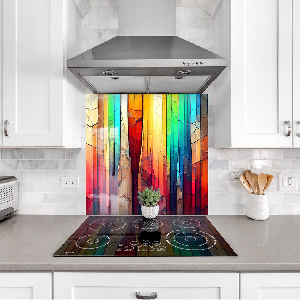 Rainbow Stained - Glass Kitchen Backsplash-BacksplashArtworks