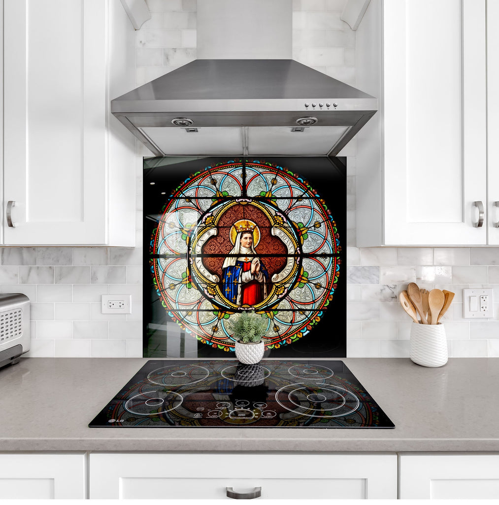 Sacred Elegance Stained - Glass Kitchen Backsplash-BacksplashArtworks