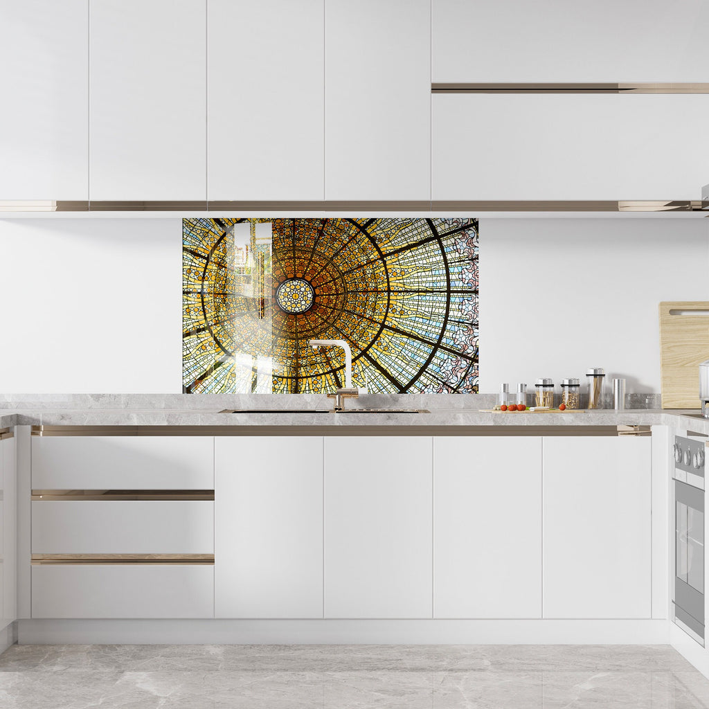 Golden Dome Stained - Glass Kitchen Backsplash-BacksplashArtworks