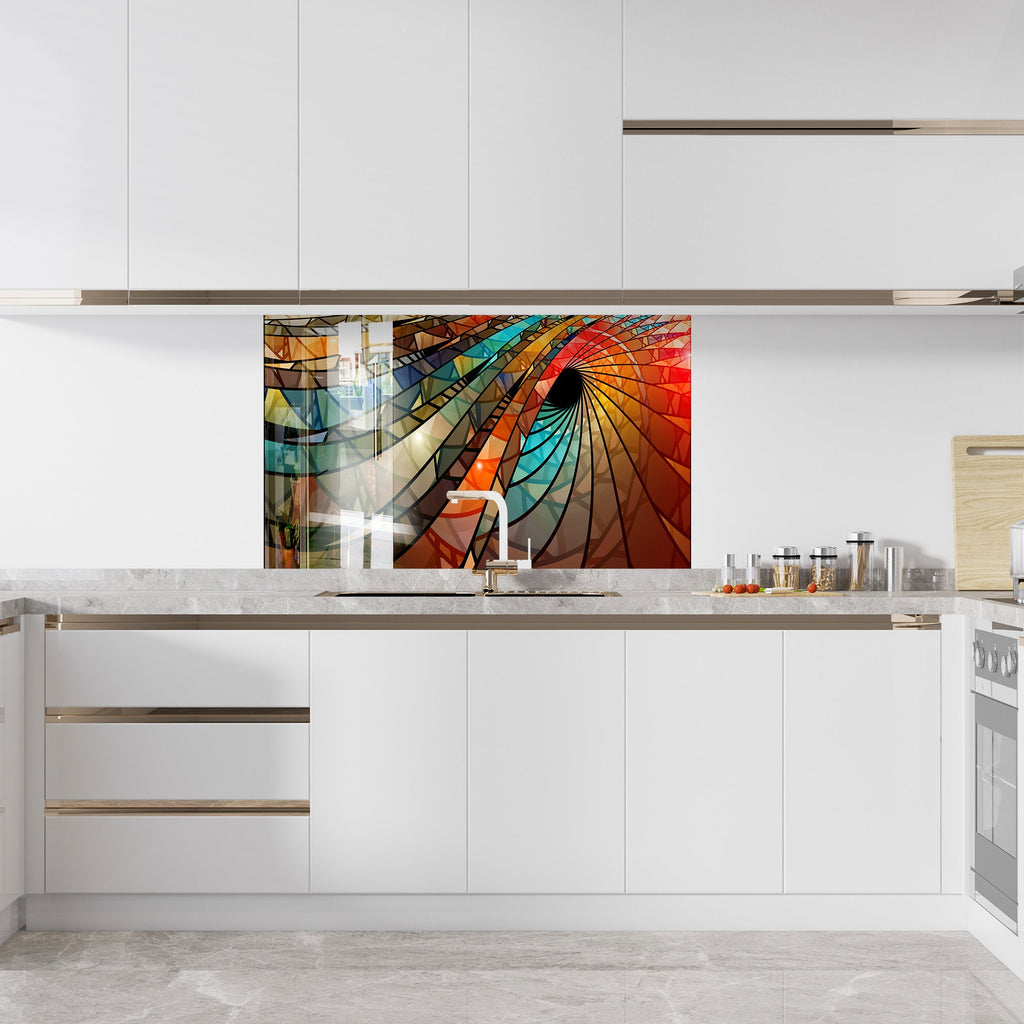 Hypnotic Swirl - Glass Kitchen Backsplash-BacksplashArtworks