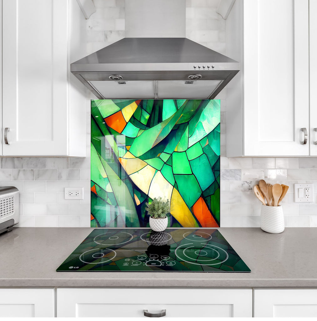 Emerald Forest Stained - Glass Kitchen Backsplash-BacksplashArtworks