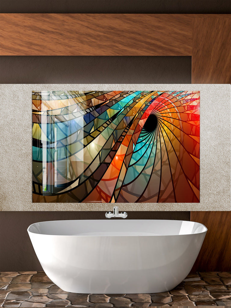 Hypnotic Swirl - Glass Kitchen Backsplash-BacksplashArtworks