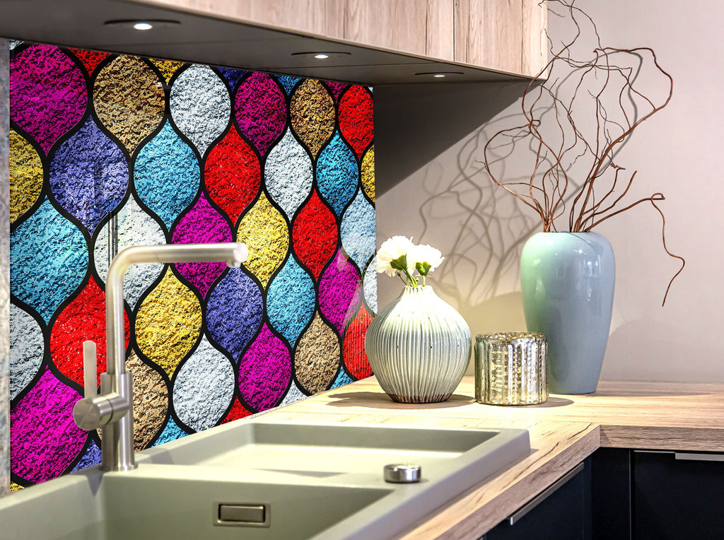 Moroccan Mosaic Stained - Glass Kitchen Backsplash-BacksplashArtworks