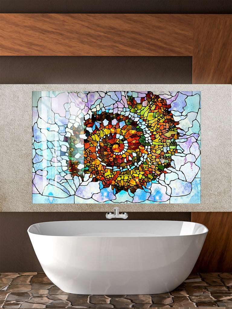 Golden Spiral Stained - Glass Kitchen Backsplash-BacksplashArtworks