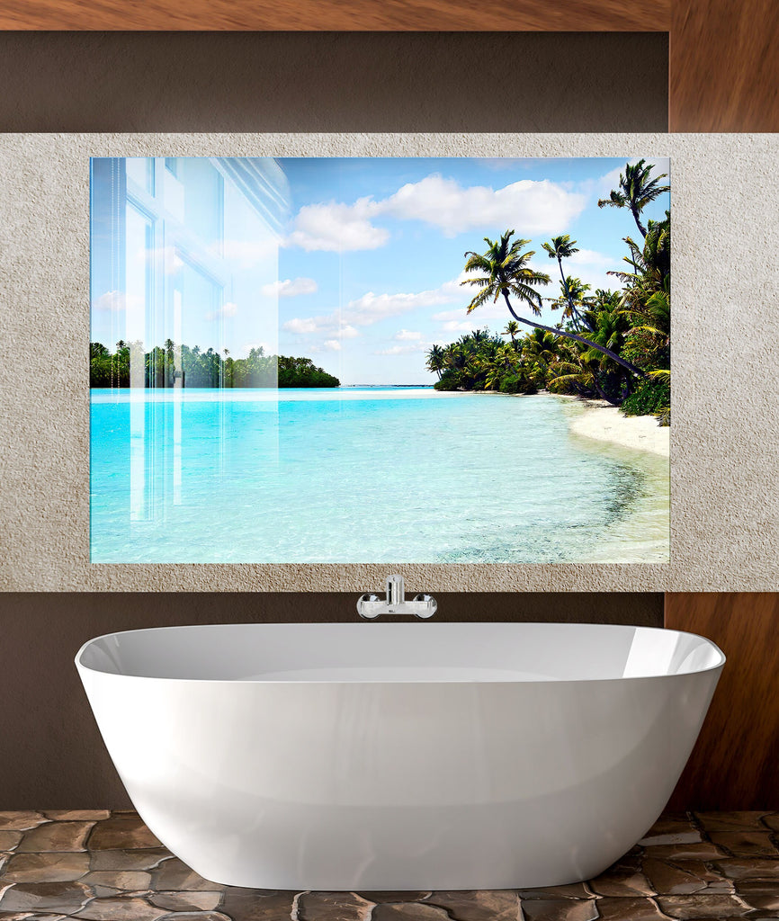 Tropical Beach Paradise Kitchen Backsplash - Stunning Tempered Glass Wall Art-BacksplashArtworks