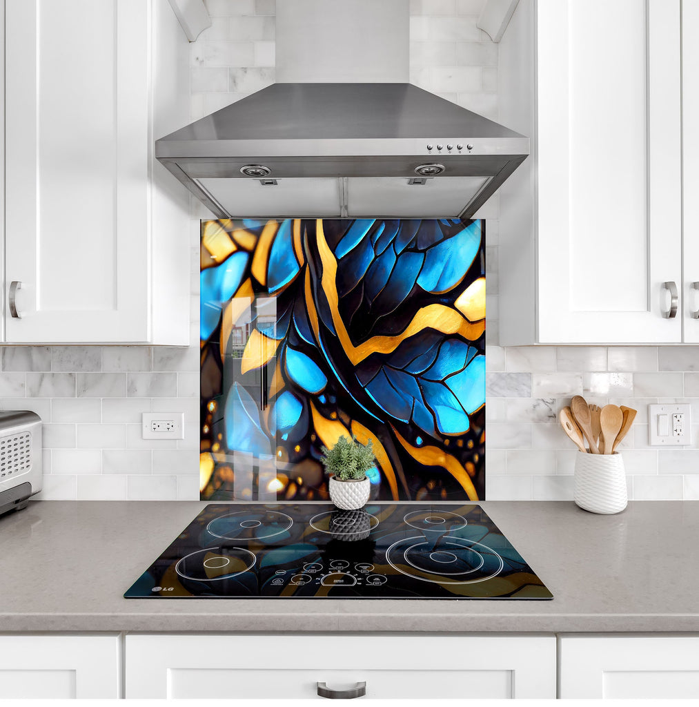 Midnight Sapphire Stained - Glass Kitchen Backsplash-BacksplashArtworks