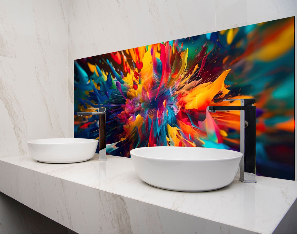 two white bowls on a counter in a bathroom