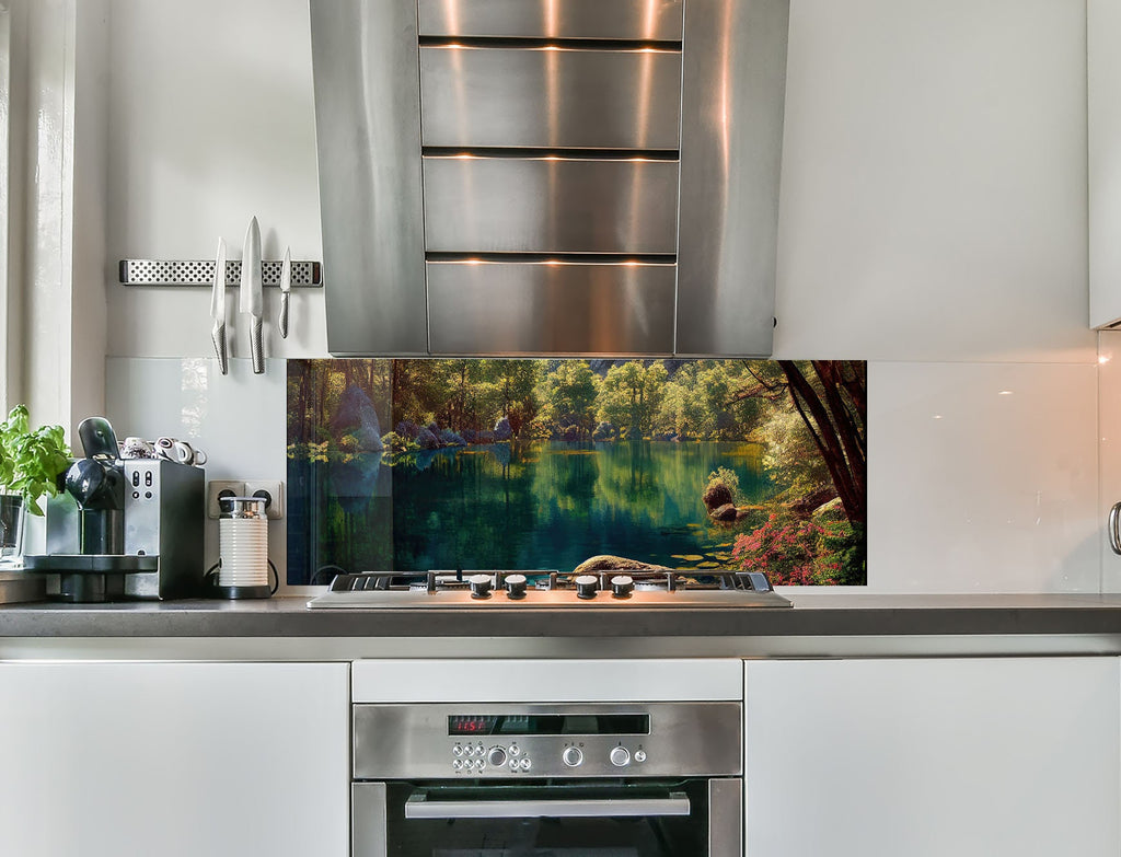 a stove top oven sitting inside of a kitchen