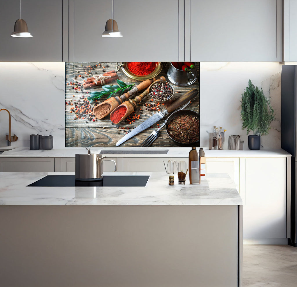 a kitchen with a marble counter top and white cabinets