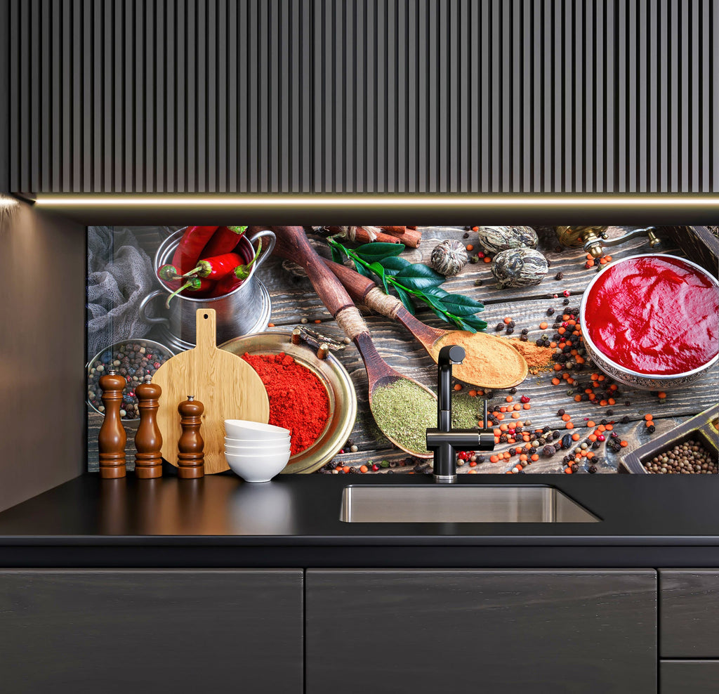 a kitchen scene with focus on the counter top