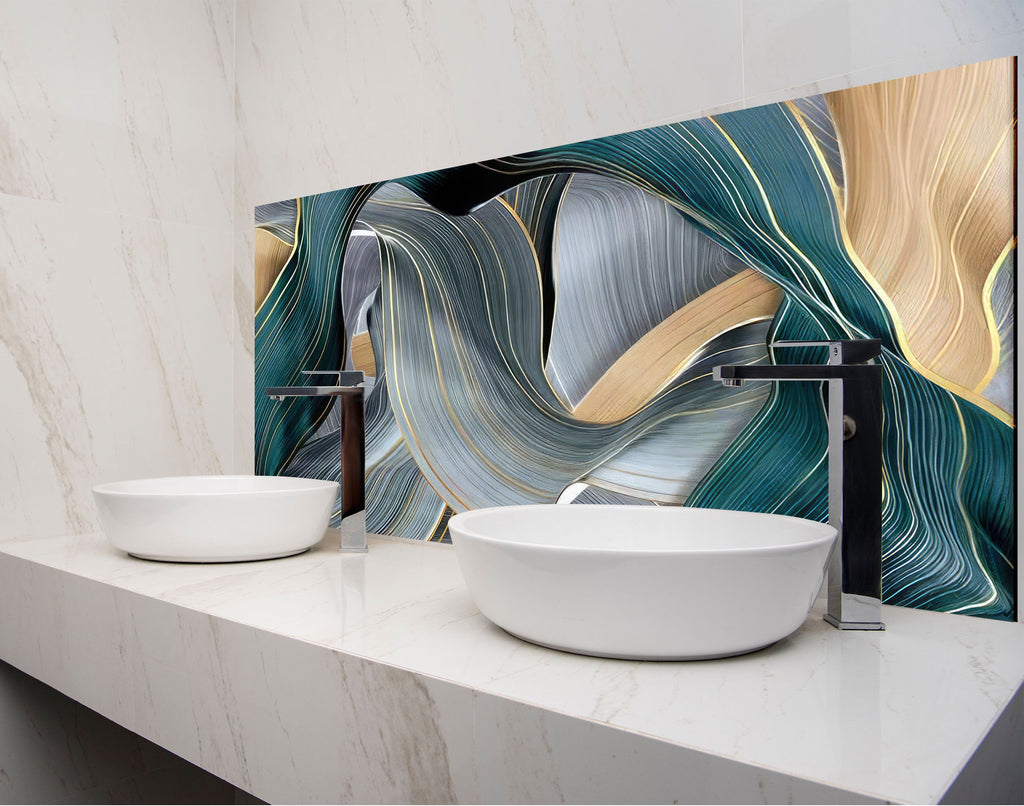 two white bowls on a counter in a bathroom