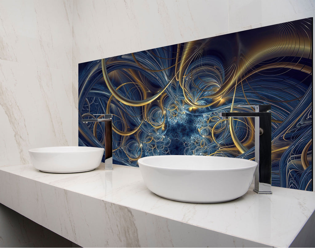 two white bowls on a counter with a blue background