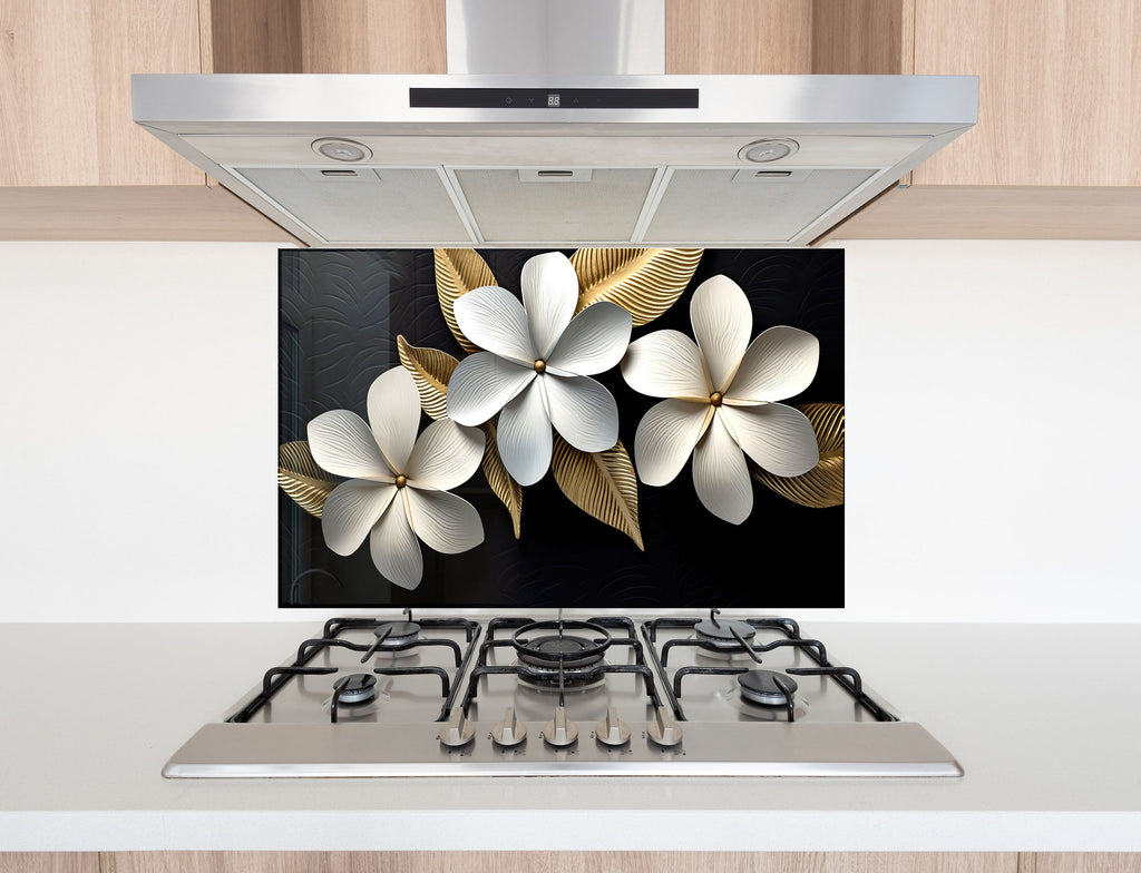 a stove top with a picture of flowers on it