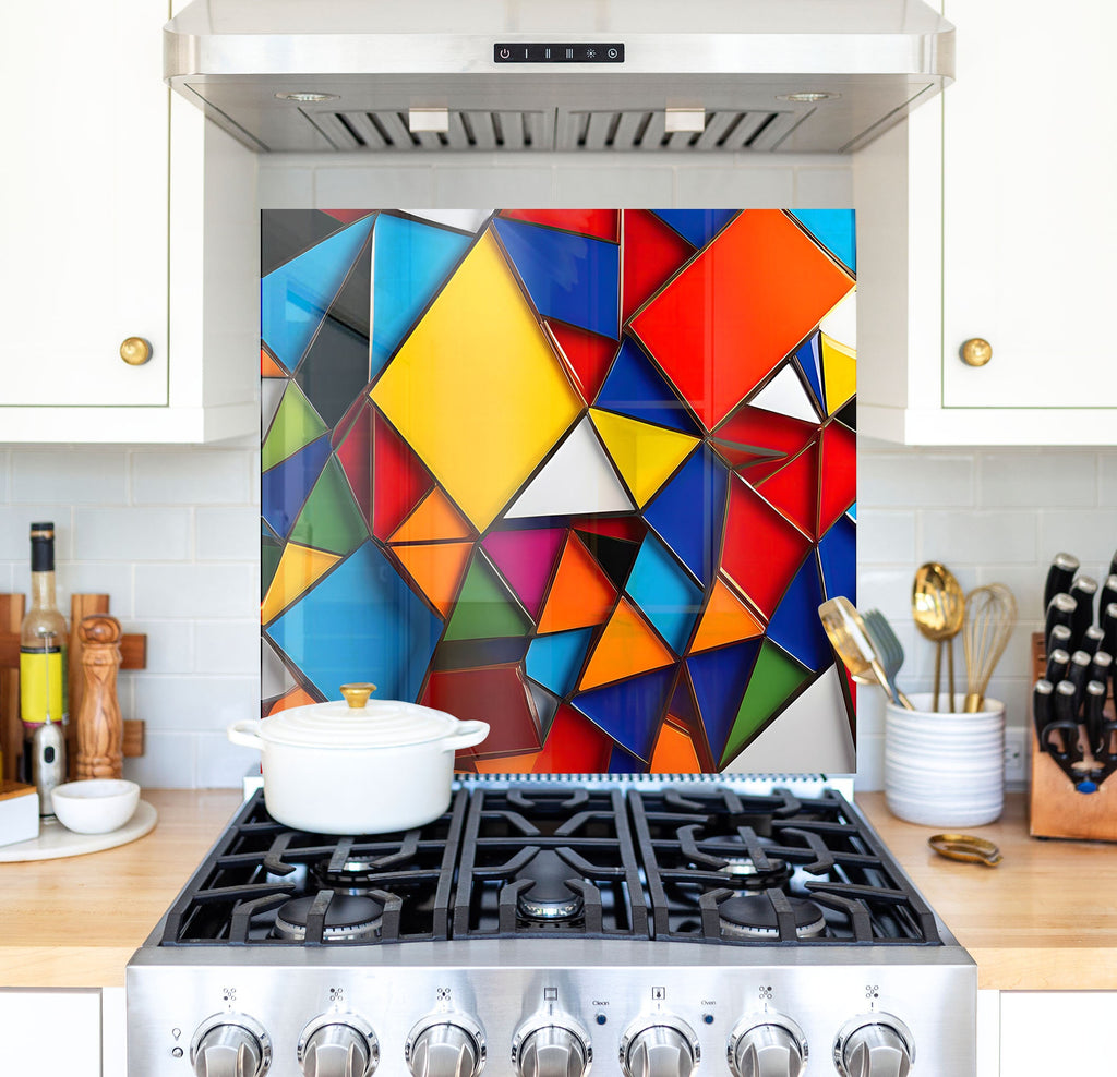 a painting on a stove top in a kitchen