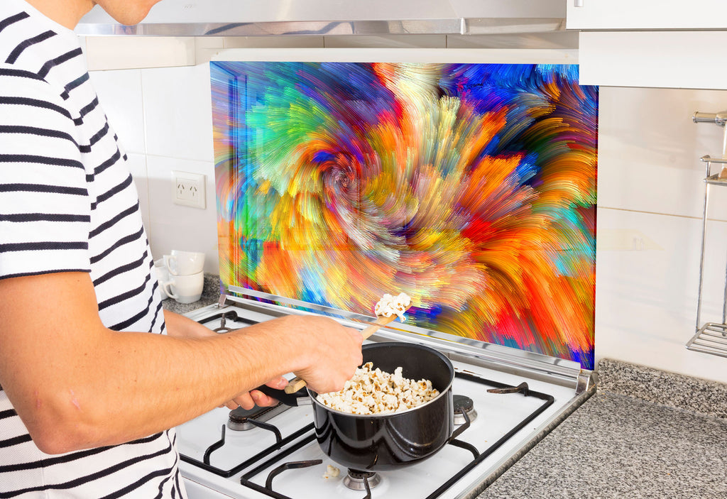 a man is cooking popcorn on the stove