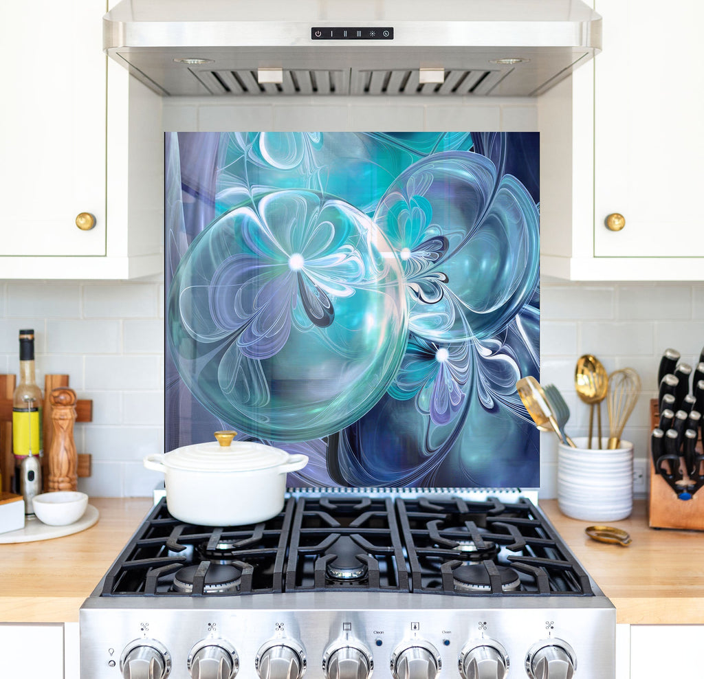 a painting on a stove top in a kitchen