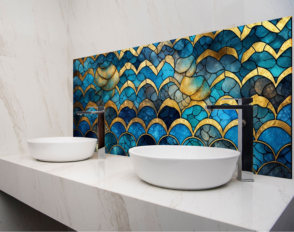 two white bowls on a counter in a bathroom