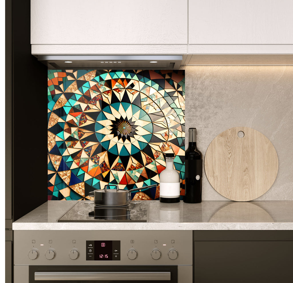 a stove top oven sitting next to a wooden cutting board