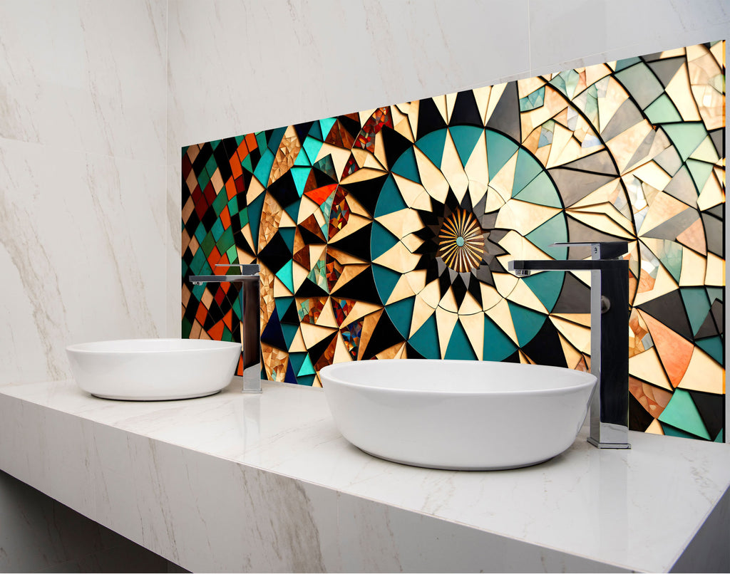 two white bowls on a counter in a bathroom