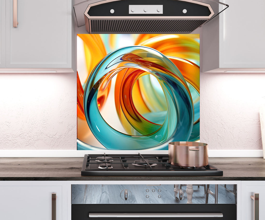 a stove top oven with a painting on it