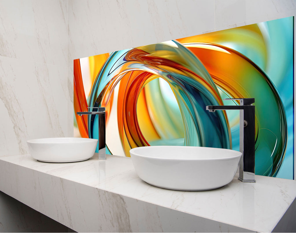 two white bowls on a counter in a bathroom